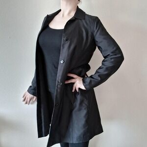 1 Madison Black Hidden Button Trench Coat Quilted Lining Small